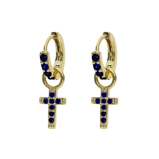 [AG1623] AROS PLATA CHAPADA ORO CRUZ - 3MM