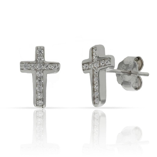 PENDIENTES PLATA 925MM CRUZ CIRCONITAS - 7x10MM