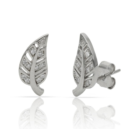 [AG1630] PENDIENTES PLATA 925MM HOJA CIRCONITAS - 6x14MM