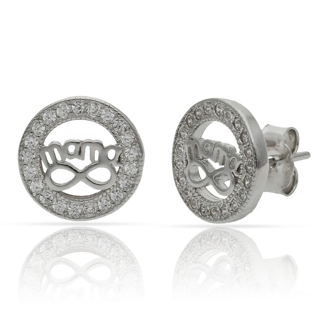 PENDIENTES PLATA 925MM MAMA + INFINITO - 10MM