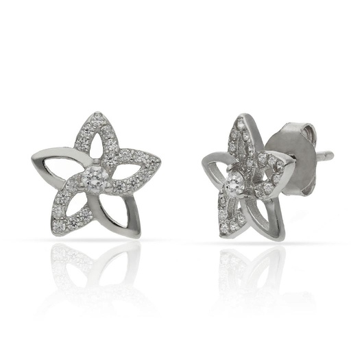 PENDIENTES PLATA 925MM FLOR CIRCONITAS - 9.50MM