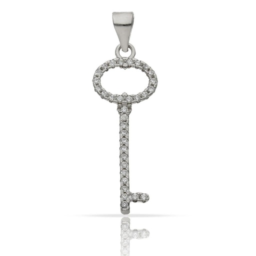 [AG656] COLGANTE PLATA 925MM LLAVE CIRCONITAS - 10x25MM