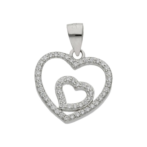 [AG669] COLGANTE PLATA 925MM CORAZON CIRCONITAS - 16x15MM