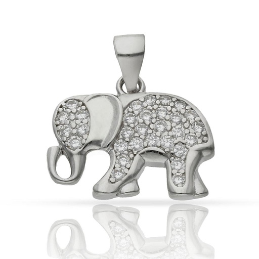 [AG652] COLGANTE PLATA 925MM ELEFANTE CIRCONITAS - 18x12MM