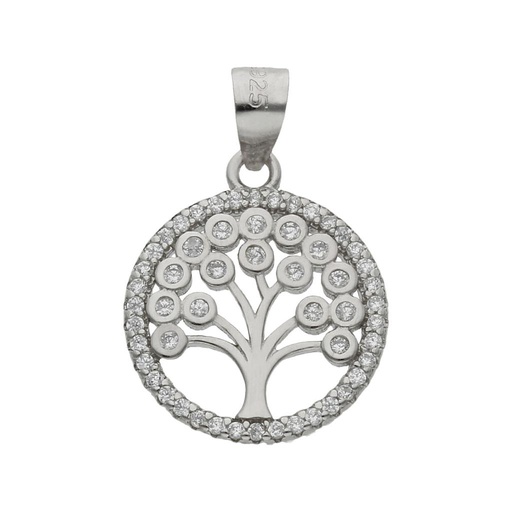 [AG664] COLGANTE PLATA 925MM ARBOL DE LA VIDA CIRCONITAS- 15MM