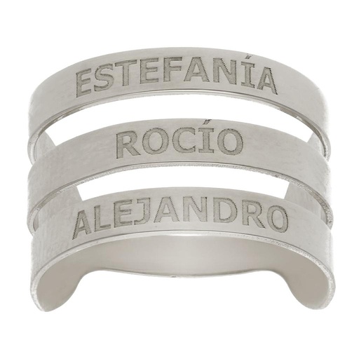 SORTIJA PLATA 925MM - 3 NOMBRES