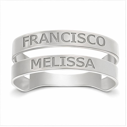 SORTIJA PLATA 925MM - 2 NOMBRES