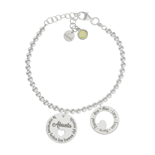[AG3206] PULSERA MI HISTORIA PLATA 925MM BOLAS ABUELA BESOS