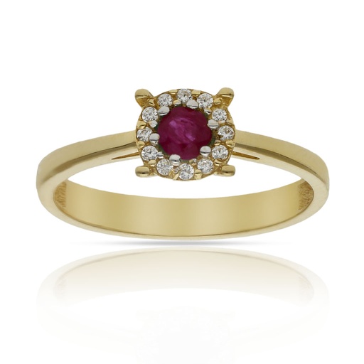 SORTIJA ORO 18KL RUBÍ FINO + CIRCONITAS