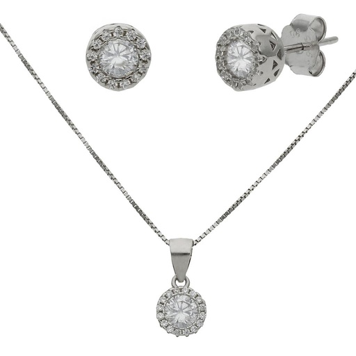 [AG1658] PENDIENTES + GARGANTILLA PLATA 925MM CIRCONITAS