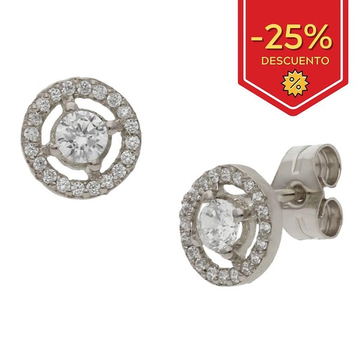 PENDIENTES ORO BLANCO 18KL CIRCONITAS - 7.50MM