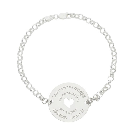 [AG320] PULSERA PLATA 925MM MADRE Y ABUELA CORAZON + FRASE