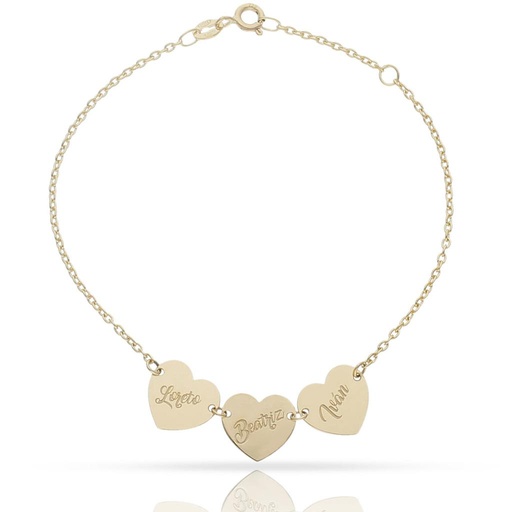 [PU1445] PULSERA ORO 18KL CORAZONES