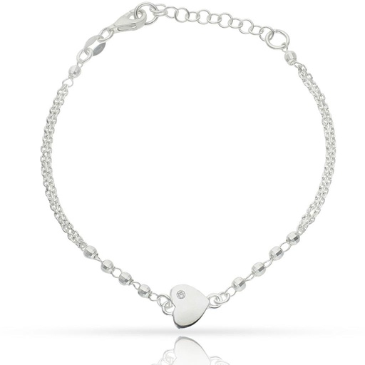 [AG304] PULSERA PLATA 925MM CORAZON + BOLAS