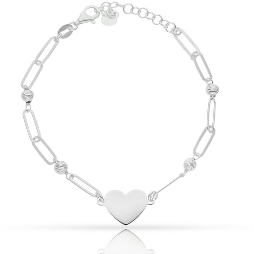 [AG299] PULSERA PLATA 925MM CORAZON + BOLAS