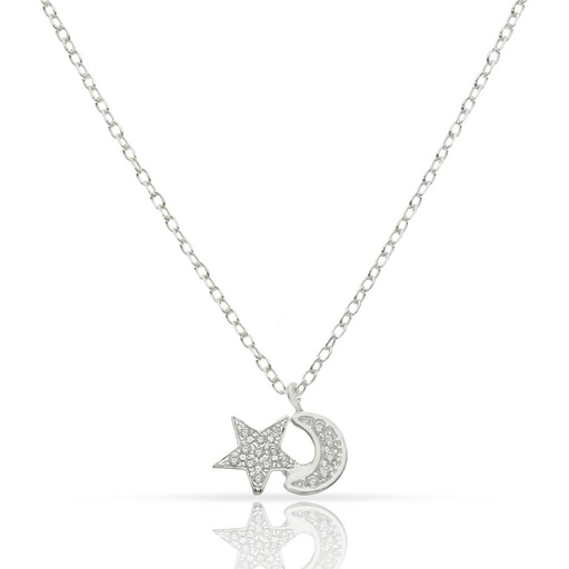 [AG676] GARGANTILLA PLATA 925MM ESTRELLA + LUNA CIRCONITAS