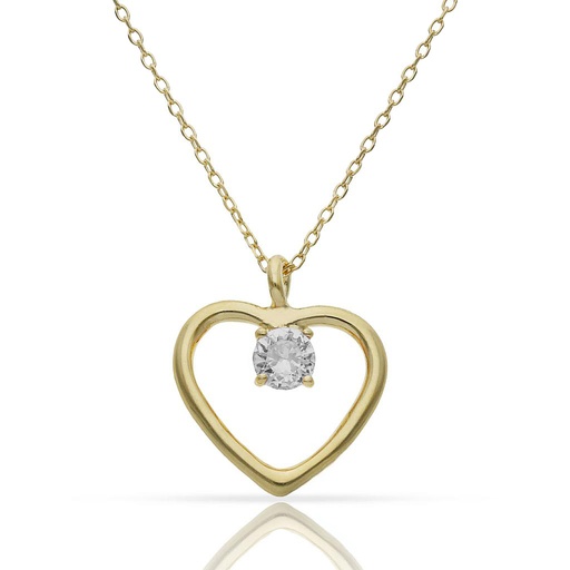 [AG678] GARGANTILLA PLATA CHAPADA ORO CORAZON Y CIRCONITA
