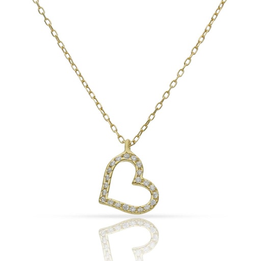 [AG679] GARGANTILLA PLATA CHAPADA ORO CORAZON CIRCONITAS