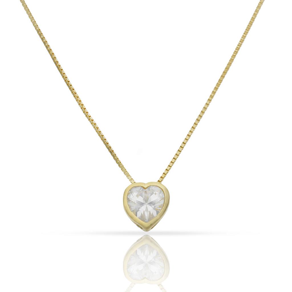 GARGANTILLA PLATA CHAPADA ORO CORAZON CIRCONITA