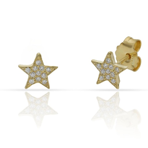 [AG1765] PENDIENTES PLATA CHAPADA ORO ESTRELLAS CIRCONITAS - 7MM