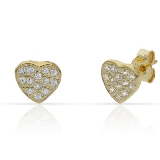 [AG1755] PENDIENTES PLATA CHAPADA ORO CORAZON - 8MM