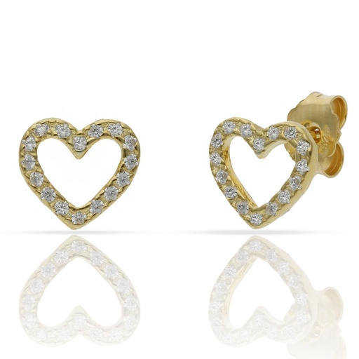 [AG1759] PENDIENTES PLATA CHAPADA ORO CORAZON - 9x8MM