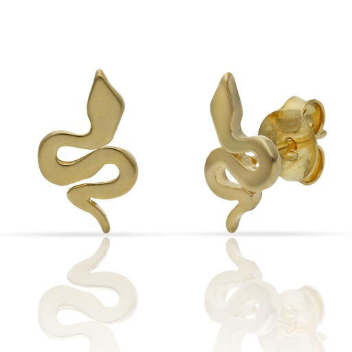 [AG1758] PENDIENTES PLATA CHAPADA ORO SERPIENTE - 8x13MM