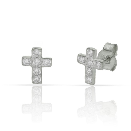 [AG1751] PENDIENTES PLATA 925MM CRUZ CIRCONITAS - 6.50X8MM