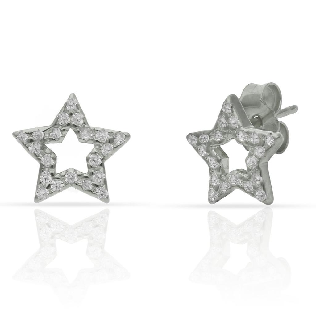 PENDIENTES PLATA 925MM ESTRELLAS CIRCONITAS - 10MM