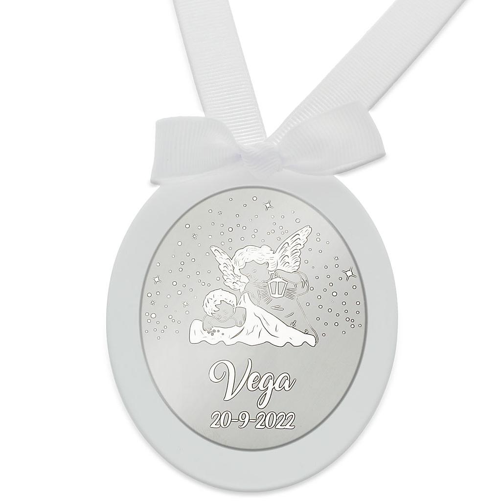 MEDALLA CUNA PLATA 925MM OVALADA ANGEL DE LA GUARDA