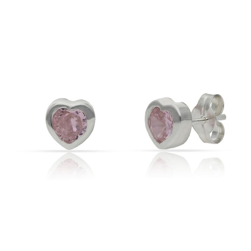 [AG1718] PENDIENTES PLATA 925MM CORAZON PIEDRA ROSA - 6MM