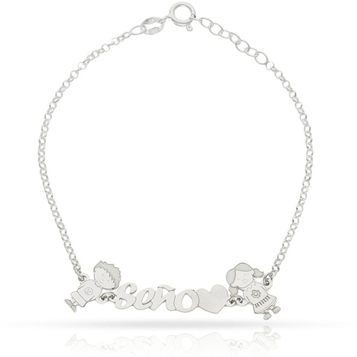 [AG328] PULSERA SEÑO + 2 NIÑOS PLATA 925MM