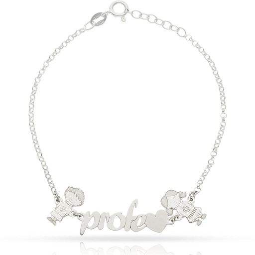 [AG327] PULSERA PROFE + 2 NIÑOS PLATA 925MM