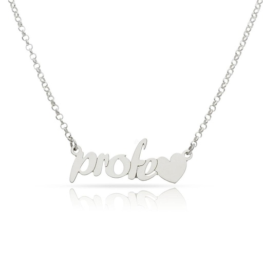 [AG2099] GARGANTILLA PROFE + CORAZON PLATA 925MM