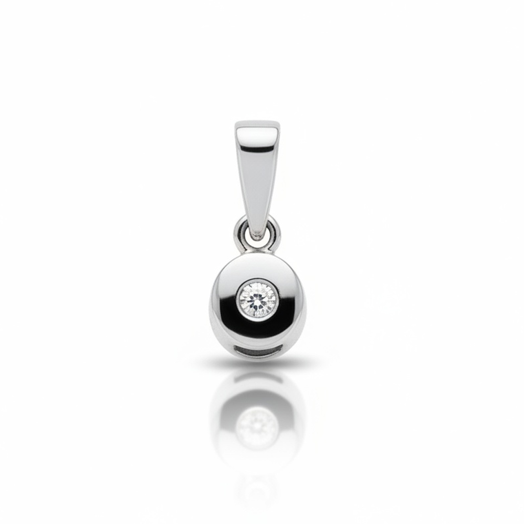 COLGANTE ORO BLANCO 18KL DIAMANTE CHATON - 5.50MM