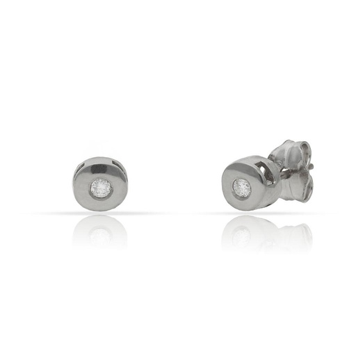 [LCR450B] PENDIENTES ORO BLANCO 18KL DIAMANTES CHATON - 5.50MM