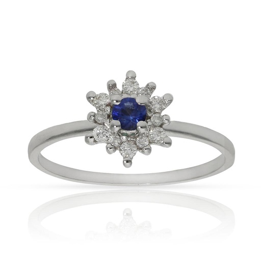 SORTIJA ORO BLANCO 18KL ZAFIRO + DIAMANTES