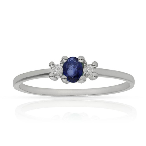 SORTIJA ORO BLANCO 18KL ZAFIRO + DIAMANTES