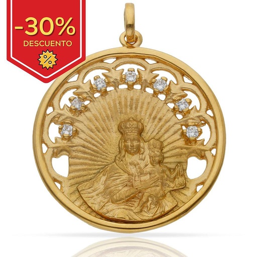 [AG4006] MEDALLA PLATA CHAPADA ORO V. DEL CARMEN - 30MM
