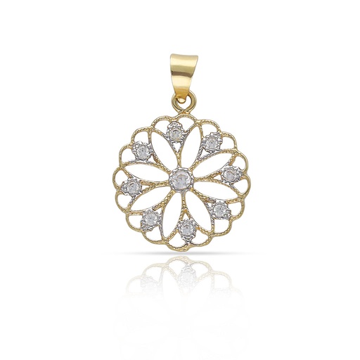 [GL63] COLGANTE ORO 18KL FLOR CIRCONITAS