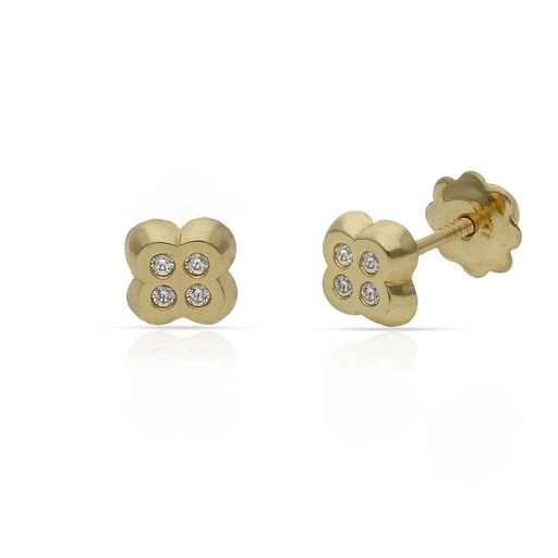 [P21A] PENDIENTES ORO 18KL CIRCONITAS - 4x4MM