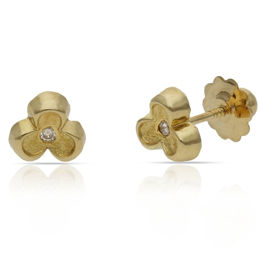 [P81A] PENDIENTES ORO 18KL FLOR