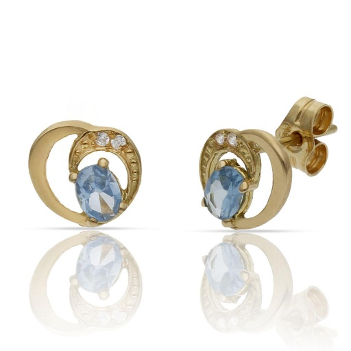 [P1329] PENDIENTES ORO 18KL AZUL + CIRCONITAS