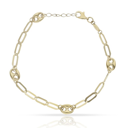 PULSERA ORO 18KL CALABROTE + ESLABONES - 6MM