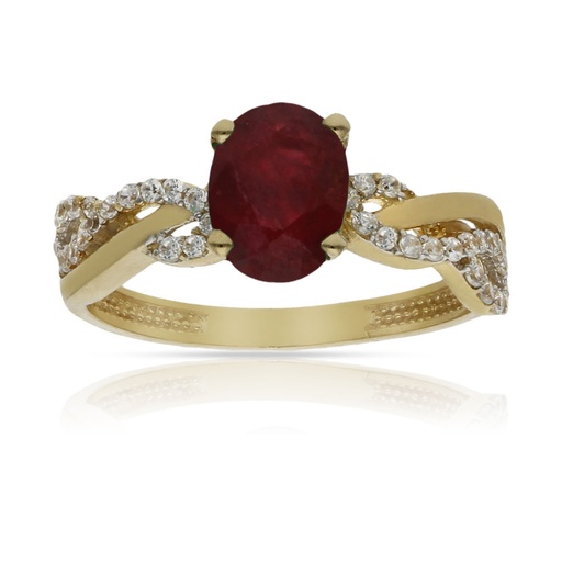 SORTIJA ORO 18KL RUBI FINO + CIRCONITAS