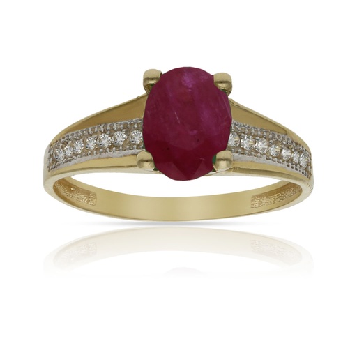 SORTIJA ORO 18KL RUBI FINO + CIRCONITAS