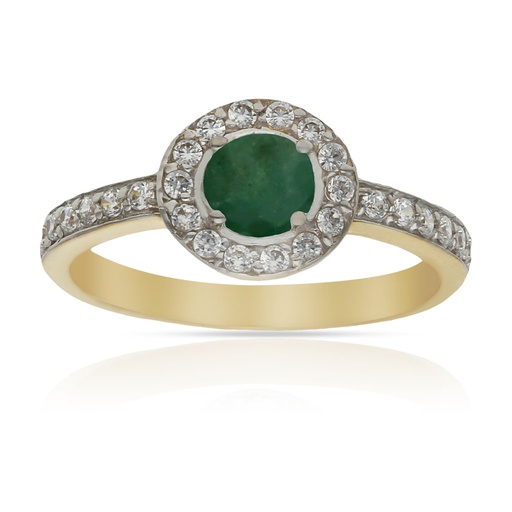 SORTIJA ORO 18KL ESMERALDA FINA + CIRCONITAS