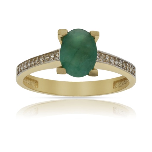 SORTIJA ORO 18KL ESMERALDA FINA + CIRCONITAS