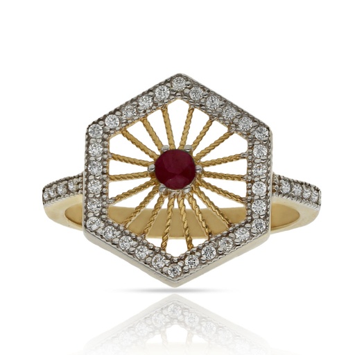 SORTIJA ORO 18KL RUBI FINO + CIRCONITAS