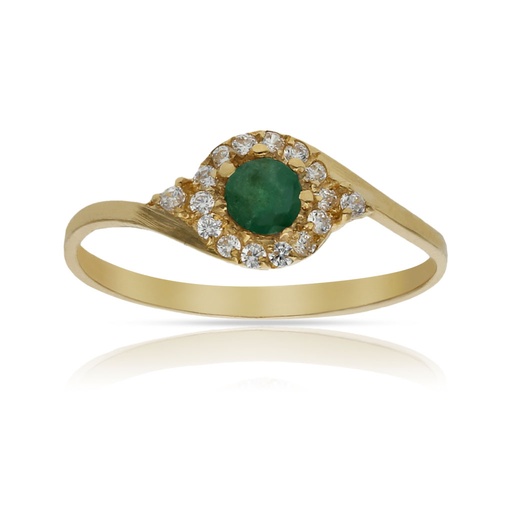 SORTIJA ORO 18KL ESMERALDA FINA + CIRCONITAS